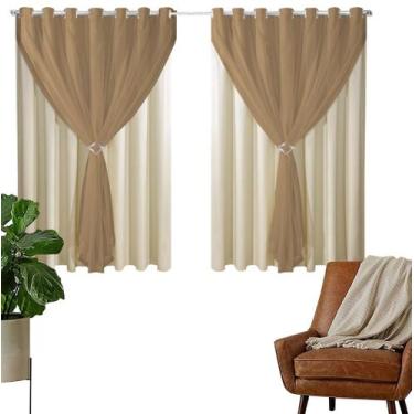 Imagem de Cortina Blackout PVC 2,00m X 1,80m Com Voil Avelã - Ibitinga Decora