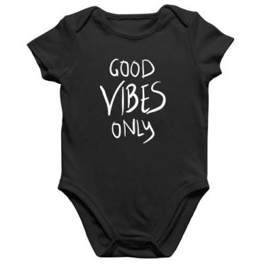 Imagem de Body Bebê Algodão Good Vibes Only - Foca na Moda, Preto, P