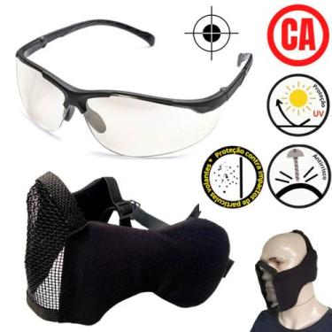 Imagem de Oculos Tatico Antirrisco Ca UV Paintball e Mascara Meia Face Com Prote