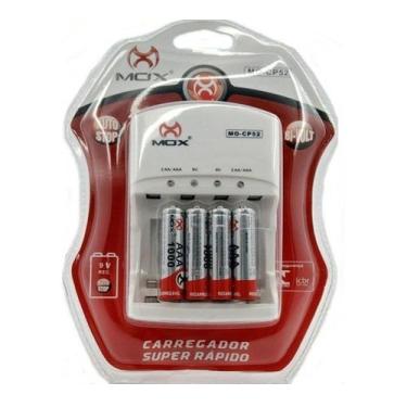 Imagem de Carregador de Pilhas Baterias 4 Pilhas AAA 1000 Mah Mox CP52