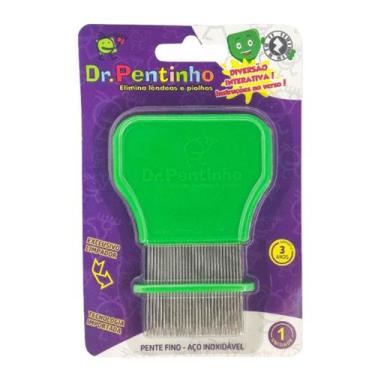 Imagem de Pente Fino Aço Inox Verde Piolhos e Lêndeas - Dr. Pentinho