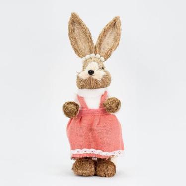 Imagem de Coelha De Páscoa Decoração Enfeite em Palha Coelhinha 37cm - GICI CHRI