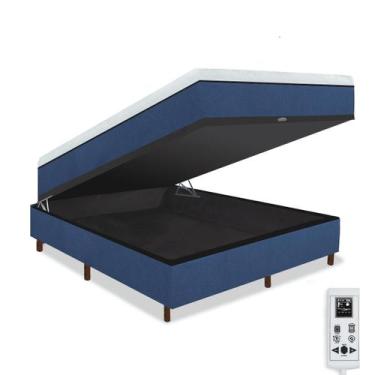 Imagem de Cama Box Baú e Colchão Magnético Massageador - Eco New Master, Azul, C