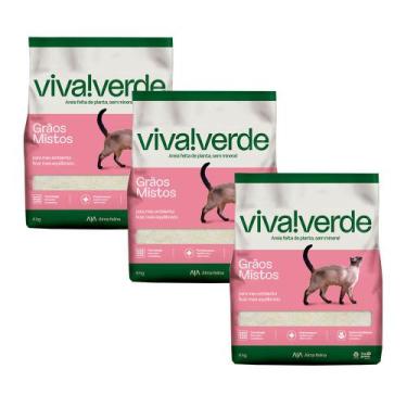 Imagem de Kit 3 Areia Higiênica Biodegradável para Gatos Petfive / Viva Verde Vi