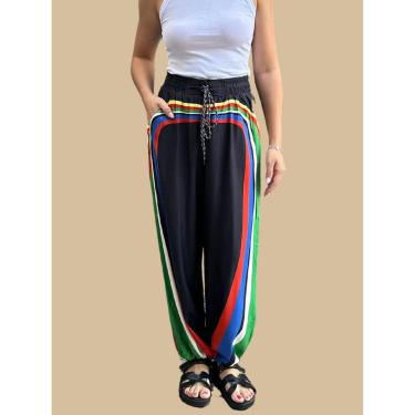 Imagem de Calça Recortes Listra Estampada Tucanada Farm-Feminino