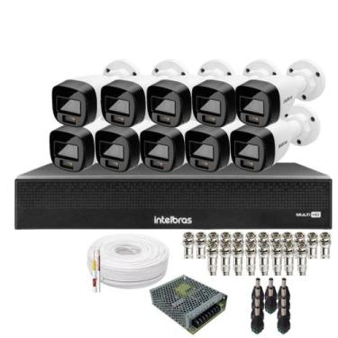 Imagem de Kit 10 Câmeras Intelbras 1120b Full Color, Dvr 16ch Mhdx 1016c  Sem Hd