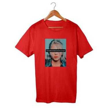 Imagem de Camisa Masculina Billie Eilish Foto Cantora Pop - SEMPRENALUTA, Vermel