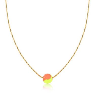 Imagem de Colar Bolinha de Beach Tennis Esmaltada com Revestimento em Ouro - VL 