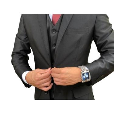 Imagem de Terno Poliviscose Slim Masculino Social Preto Encerado - Paleto+Calça+