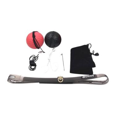 Imagem de rockible Conjunto de faixa de cabeça de bola de reflexo de boxe, bola de luta de socos reflexivos, bola de boxe com corda, bola de reação para exercícios, Bola Vermelha E Preta