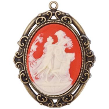 Imagem de Pingentes de metal Madame Delphine-Feets da Blue Moon, 1/pacote, camafeu masculino/feminino, vermelho/latão oxidado