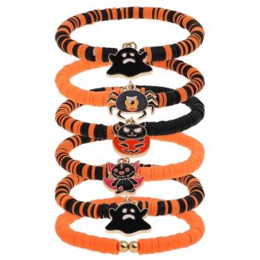 Imagem de Frigotine Conjunto de pulseiras Heishi Stack para mulheres, pulseiras feitas à mão com contas de argila boho com contas iniciais, acessórios de bijuteria para presente., 7", Aço inoxidável, Sem Pedra