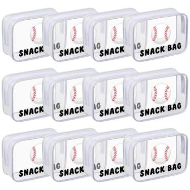 Imagem de Yeyeplum 12 sacos de lanche de beisebol para equipe, PVC, beisebol, brindes, lembrancinhas, doces, presente de beisebol, bolsa com zíper para esportes em equipe, academia, jogos, aniversário, férias,