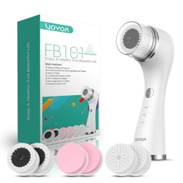 Imagem de VOYOR Escova de limpeza facial elétrica para limpeza profunda da pele esfoliante facial recarregável para esfoliação e remoção de cravos, escova facial giratória para massagem, escova facial de