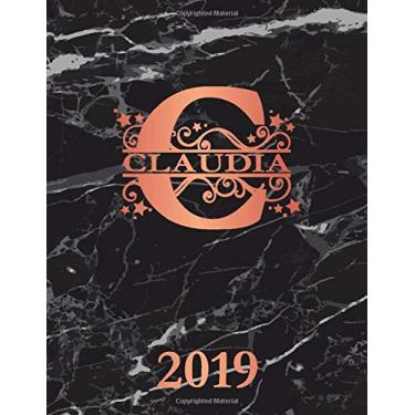 Imagem de Claudia 2019: Personalized Name Weekly Planner 2019. Monogram Letter C Notebook Planner. Black Marble & Rose Gold Cover. Datebook Calendar Schedule