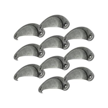 Imagem de Puxadores Concha para Móveis e Armários Colonial Baú 64mm Conjunto de 10 (Prata Velho)