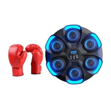 Imagem de Colaxi Máquina de boxe musical com crianças, luvas de boxe, de parede, dispositivo de treino, alvo eletrônico de boxe para esportes, academia em casa, Preto
