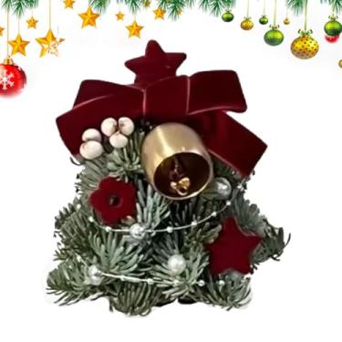Imagem de Árvore de Natal de mesa pequena,Árvore de Natal de mesa pequena, Enfeites de centro de mesa em miniatura para árvore de Natal, Árvore de Natal em miniatura artificial de PVC com sino para Natal, anive