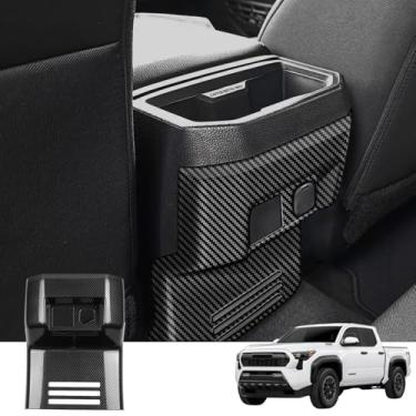 Imagem de Painel de saída de saída de ar traseiro capa antichoque compatível com Tacoma 2024 2025 Interior Tampa de ventilação de ar condicionado da fileira traseira (fibra de carbono)