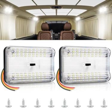 Imagem de EEEKit Luz interior de teto cúpula, 2 peças DC 12V 36 luzes de teto LED com interruptor liga/desliga para carros automotivos Vans Camper, branco