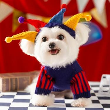 Imagem de Roupas de circo malucas de outono e inverno, conjunto de suéter cruzado para cães, roupas de animal de estimação de ursinho de pelúcia para cães pequenos e médios
