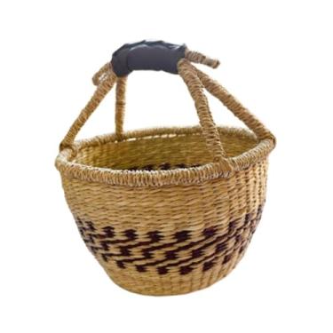 Imagem de Dualoai Cesta de cestas de ao ar livre, transportando cesto de armazenamento em casa organizador para compras de compras de mercado viagens ao ar, Marrom