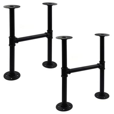 Imagem de Itvexeme Conjunto de pernas de mesa de tubo industrial de 40,6 cm, pernas de base de ferro para mesas de centro, mesas-de-cabeceira, vintage, cinza escuro, preto, tubos ásperos, 2 peças