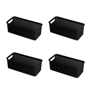 Imagem de Kit 4 Cestos Organizadores Preto Armário Cozinha