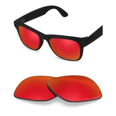 Imagem de BLAZERBUCK Lentes de reposição polarizadas anti-sal para RayBan Meta Wayfarer RW4006 50 mm - Vermelho fogo
