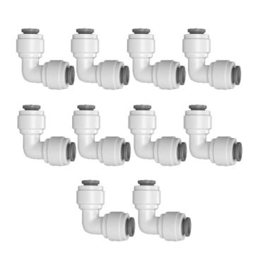 Imagem de Conector de cotovelo de 90 graus OD de 1/10.2 cm – Conexões rápidas para sistema de filtro de água RO, geladeira, instalação de máquina de gelo, aquário e sistemas DI (10 peças)