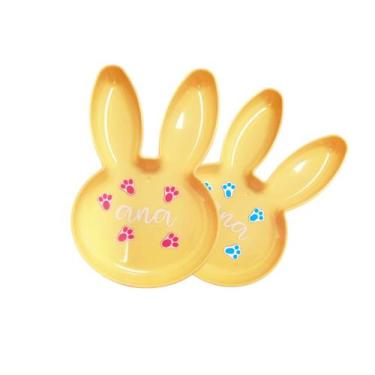 Imagem de Bandeja Coelho Personalizada com Nome - Amarelo - 1 unidade - Rizzo, a