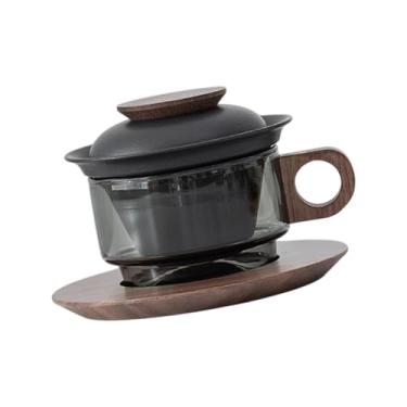 Imagem de Bothyi Cappuccino Canecas com pires de café com copo de café conjunto de uma única alça de chá de chá de café, Black E Walnut