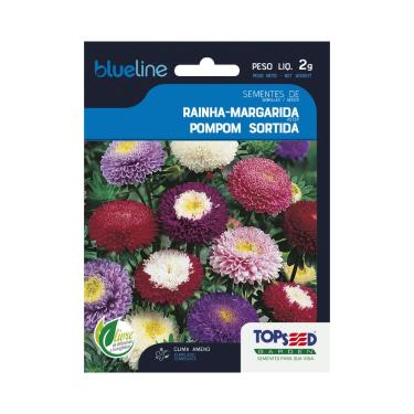 Imagem de Sementes de Rainha-Margarida Pompom Sortida, Flores Multicoloridas, 2g, Clima Ameno