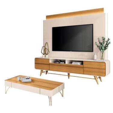 Imagem de Estante Home Theater Nobre e Mesa de Centro Cadenza Off White Cinamomo