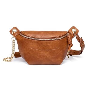 Imagem de Pochete feminina, bolsa de cintura vintage de poliuretano para compras, Marrom, Uniform Size