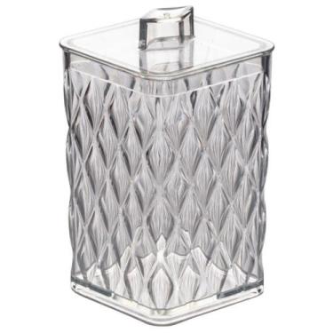Imagem de Porta Cotonete e Algodão de Plástico Com Tampa Cristal Glamour Incolor