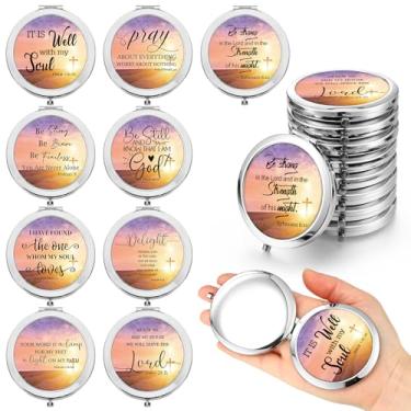 Imagem de RattanView 18 peças presentes de igreja espelhos compactos cristãos para mulheres, espelhos compactos de maquiagem a granel com versículo bíblico cristão presente religioso inspirador para mãe
