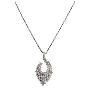 Imagem de Touchstone Joias indianas com pingente de strass Bollywood em tom dourado ou branco para mulheres., Strass, Sem Pedra Preciosa