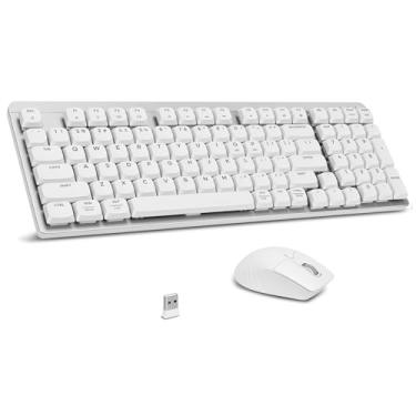 Imagem de LeadsaiL Teclado e mouse mecânico sem fio FA98, sem fio de 2,4 GHz, interruptor vermelho de perfil baixo, teclado mecânico compacto 96% fino de 98 teclas e mouse silencioso para Windows/MacOS PC