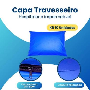 Imagem de Kit 10 Capas Travesseiro 50 X 70 Hospitalar Impermeavel - SW Capas, Az