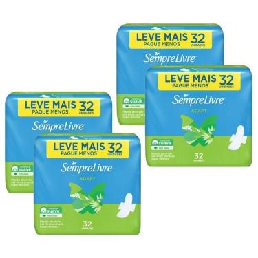 Imagem de Kit 4 Absorventes Externo Sempre Livre Adapt Cobertura Suave 32un cada