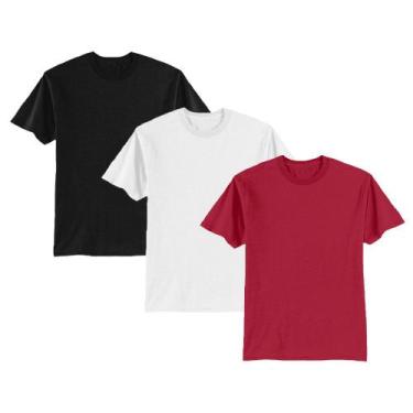 Imagem de Kit 3 Camiseta Masculina Lisa Algodão Básica - Basic Fashion, GG, Pret