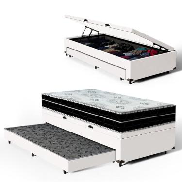 Imagem de Cama Box Baú com Colchão de Espuma D45 Pillow In Anjos OrtoConfort + Auxiliar Unique Solteiro 88cm