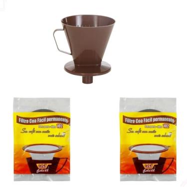 Imagem de Kit 2 Coadores Filtro De Café Coa Fácil Poliéster E Porta Filtro Com Funil (102)