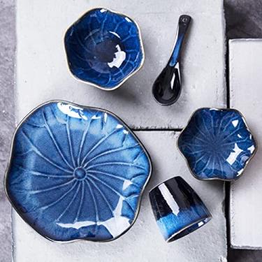 Imagem de Conjunto de prato e tigela de porcelana Ab-Grade, conjunto de louça de porcelana de 60 peças, conjunto de pratos de jantar com xícara, prato de sabor, colher, pratos e conjunto de tigelas