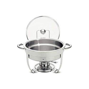 Imagem de Rechaud Tramontina Redondo em Aço Inox Banho Maria com Suporte para Tampa e Fogareiro 4,3 L