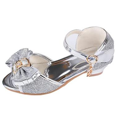 Imagem de Amtidy Sapatos sociais para meninas pequenas Mary Jane – Sapatilhas de balé para festa escolar, C - prata, 10 Toddler