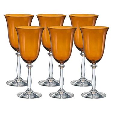 Imagem de Jogo de 6 Taças para água Angela colorida em cristal ecológico 350ml A22cm marrom