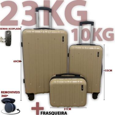 Imagem de Kit 2 Malas de viagem 23kg e 10kg ABS conjunto bordo + despacho com ro