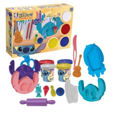 Imagem de Kit 4 Massinhas Brincadeiras do Stitch Com Acessórios Disney - Cotiplá